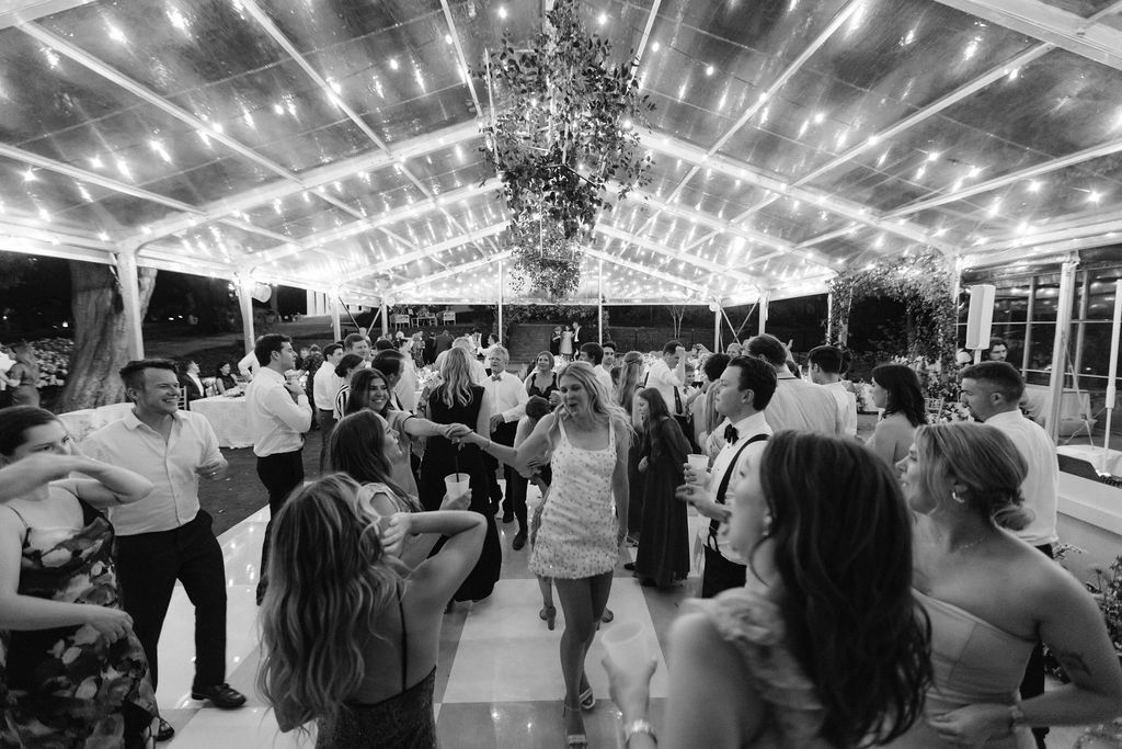 Matt Thelen Entertainment performing at Arlington Hall at Lee Park outdoor tented wedding